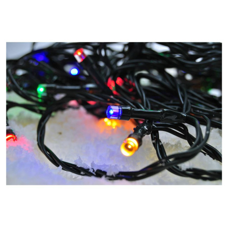 Solight LED venkovní vánoční řetěz, 50 LED, 5m, přívod 3m, 8 funkcí, časovač, IP44, vícebarevný 