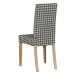Dekoria Potah na židli IKEA  Harry, krátký, šedo - bílá střední kostka, židle Harry, Quadro, 136