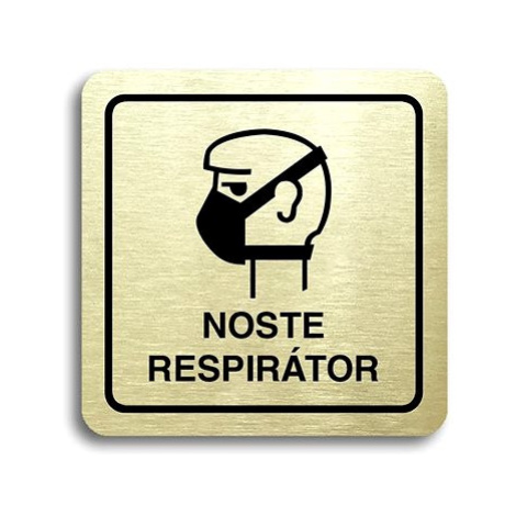 Accept Piktogram "noste respirátor II" (80 × 80 mm) (zlatá tabulka - černý tisk)