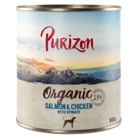 Purizon Organic / Adult, 24 x 400 / 800 g - 250 Kč SLEVA - losos a kuřecí se špenátem (24 x 800 