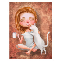 Obraz na zeď - Dívka s kočkou