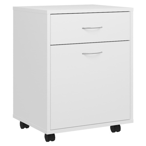 vidaXL Skříňka na kolečkách bílá 45 x 38 x 54 cm kompozitní dřevo