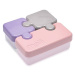 Melii Svačinový box Puzzle růžový, fialový, šedý