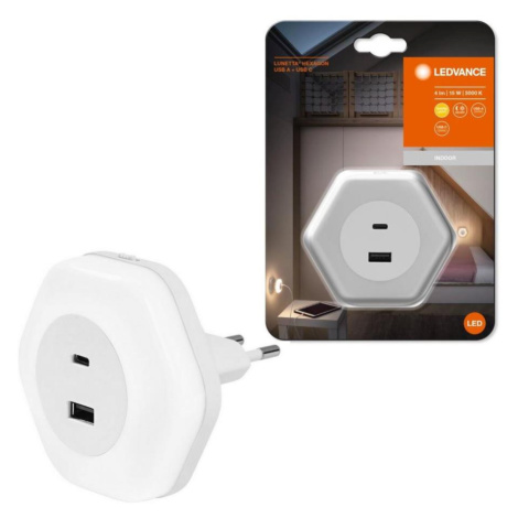 Ledvance - LED Orientační svítidlo do zásuvky s USB LUNETTA LED/15W/230V 4099854090264
