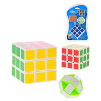 Hra Hlavolam kostka Rubikova bílá set 2ks + skládací had plast