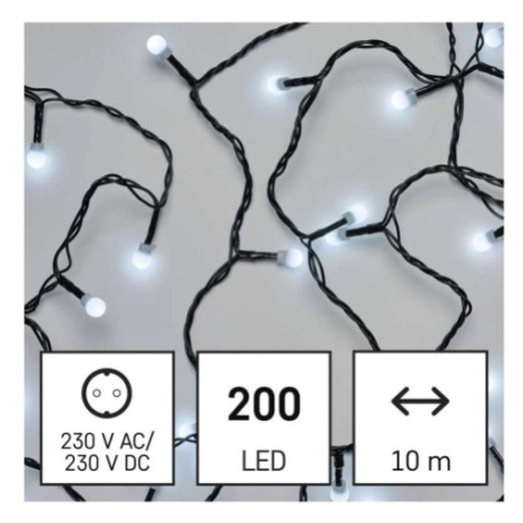 Vánoční řetěz kuličky EMOS ZYK0207 200LED 10m studená bílá
