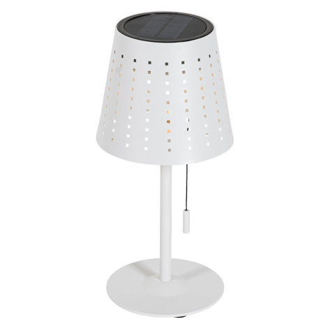 Venkovní stolní lampa bílá včetně LED 3-stupňové stmívatelné dobíjecí a solární - Ferre QAZQA