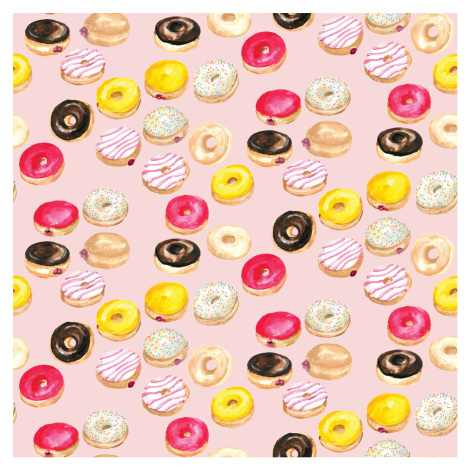 Ilustrace Watercolor donuts in pink, Blursbyai, (40 x 40 cm)