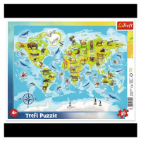 Trefl Puzzle Mapa světa se zvířátky / 25 dílků