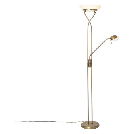 Stojací lampa bronzová včetně LED a stmívače s lampou na čtení - Empoli QAZQA
