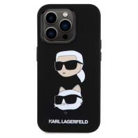 Zadní kryt Karl Lagerfeld Liquid Silicone Karl and Choupette Heads pro Apple iPhone 15 Pro, čern