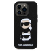 Zadní kryt Karl Lagerfeld Liquid Silicone Karl and Choupette Heads pro Apple iPhone 15 Pro, čern