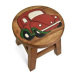 Oriental stolička dřevěná, dekor červené auto