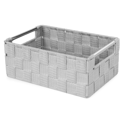 Compactor úložný košík s kovovými madly STAN - S, tkané pásky, 25 x 17 x 10 cm, šedý