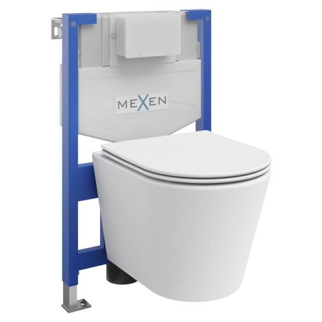 MEXEN/S WC předstěnová instalační sada Fenix XS-F s mísou WC Rico + sedátko softclose, bílá mat 