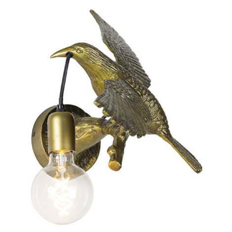Vintage nástěnná lampa mosaz - Animal Fugl QAZQA
