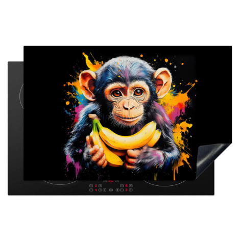 MuchoWow KRYT NA INDUKČNÍ DESKU Opice - Graffiti - Barevné - Banány - Moderní 80x52.2 cm