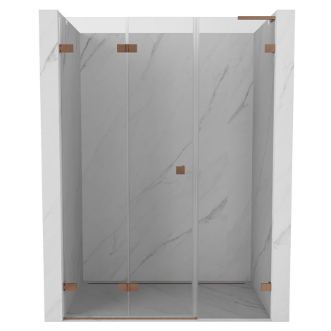 MEXEN/S Lunar-F L skládací sprchové dveře levé 125, transparent, měď kartáčovaná 836SL-125-050-6