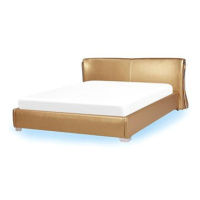 BELIANI postel s osvětlením PARIS LED 180 × 200 cm, kožená, zlatá