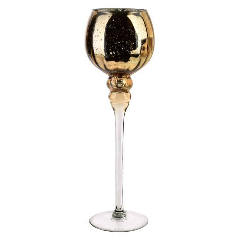 Mondex Skleněný svícen DONNA 40 cm zlatý