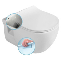 SAPHO - BRILLA CLEANWASH závěsná WC mísa s bidetovou sprškou, Rimless, 36,5x53cm, bílá 100612