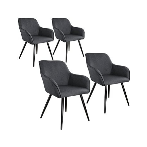 4× Židle Marilyn lněný vzhled, tmavě šedá-černá tectake
