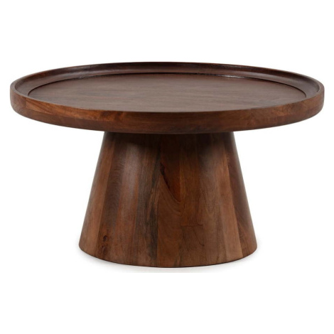 Tmavě hnědý kulatý konferenční stolek z mangového dřeva ø 80 cm Rose – MOME