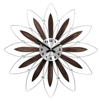 LAVVU Dřevěné stříbrné hodiny CRYSTAL Flower s čísly LCT1113