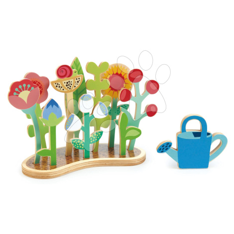 Dřevěný květinový záhon Flower Bed Tender Leaf Toys s květinami a konví