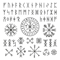 Ilustrace Futhark viking norse. Runic design icons,, LadadikArt, 40 × 40 cm