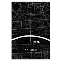 Mapa Zagreb black, 26.7 × 40 cm