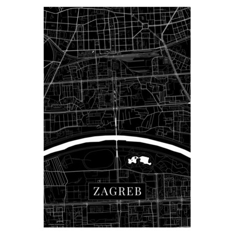 Mapa Zagreb black, 26.7 × 40 cm