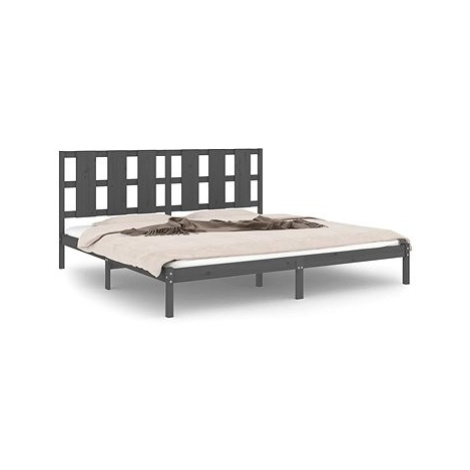 Rám postele šedý masivní dřevo 180 × 200 cm Super King, 3105617 SHUMEE