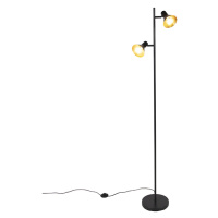 Moderní stojací lampa černá se zlatými 2-světly - Magno