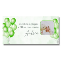 Personal Narozeninový banner s fotkou - Zelené balóny Rozměr banner: 130 x 65 cm