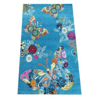 Dětský kusový koberec Motýl modrý 400 × 500 cm