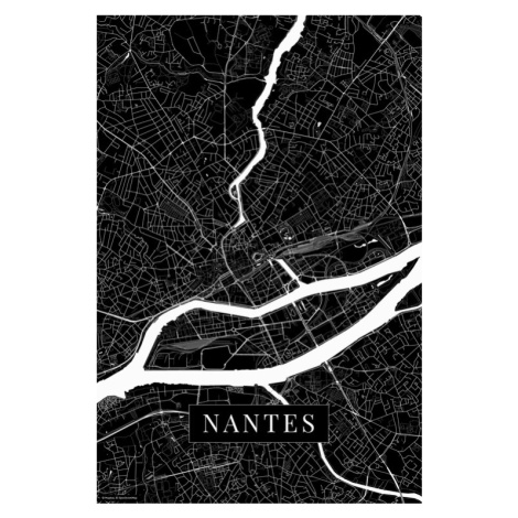 Mapa Nantes black, POSTERS, (26.7 x 40 cm)