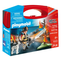 Playmobil 70310 hasič s dalmatinem, přenosný box