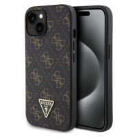 Guess PU Leather 4G Triangle Metal Logo kryt iPhone 15 černý