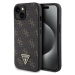 Guess PU Leather 4G Triangle Metal Logo kryt iPhone 15 černý