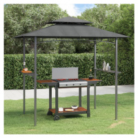 vidaXL BBQ altán s bočními policemi antracitový 240x150x243 cm ocel