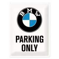 Plechová cedule BMW - Parking Only - White, (30 x 40 cm)