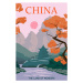 Ilustrace China vintage poster autumn landscape mountains, VectorUp, 26.7 × 40 cm