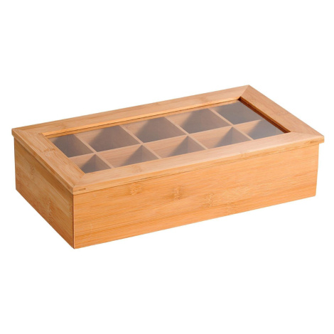 Kesper Organizér na čaje 10 přihrádek, 36 × 20 × 9 cm, bambus