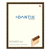 DANTIK rámeček 40 × 50, Vysoký starozlatý s ornamentem plexi čiré