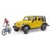 Bruder 02543 JEEP Wrangler Rubicon, horské kolo a cyklista