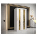 Šatní skříň Abi Golden Pole Barva korpusu: Černá, Rozměry: 100 cm, Dveře: Bílý Marmur + zlaté zr