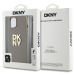 DKNY PU Leather Stack Logo Wrist Strap kryt iPhone 13 béžový