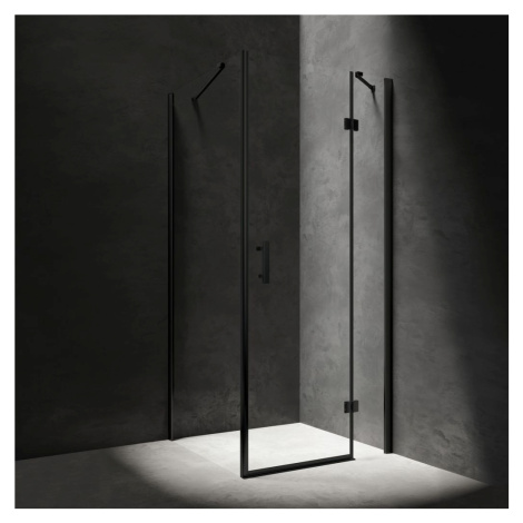 OMNIRES MANHATTAN čtvercový sprchový kout s křídlovými dveřmi, 80 x 80 cm černá mat / transparen