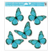 Okenní fólie s glitry motýli 33x30 cm tyrkysové